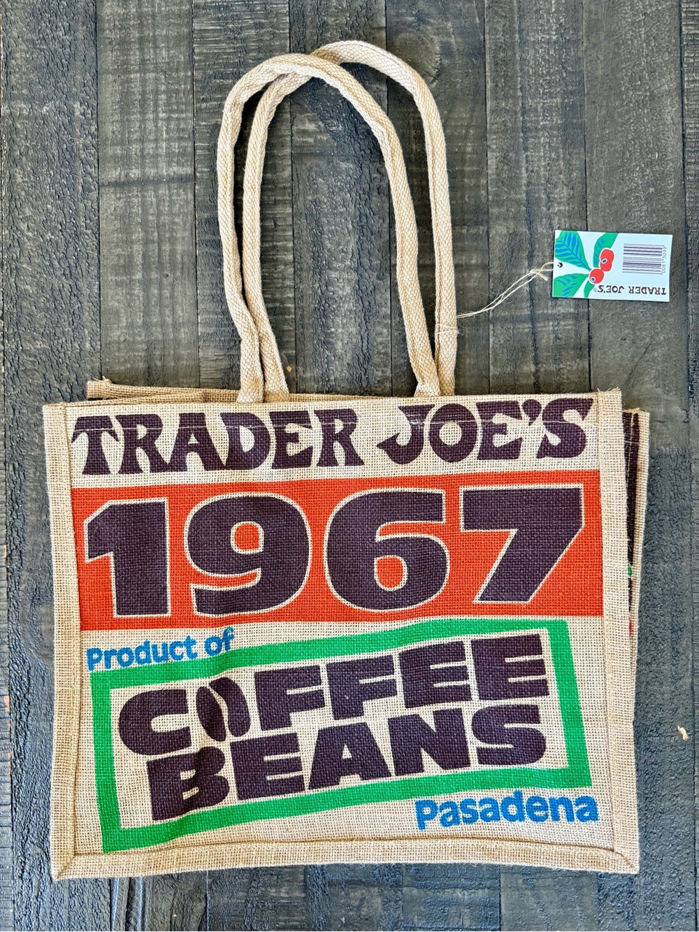 Trader Joe’s Coffee Beans Jute Tote Bag NWT Viral Reusable Market Bag